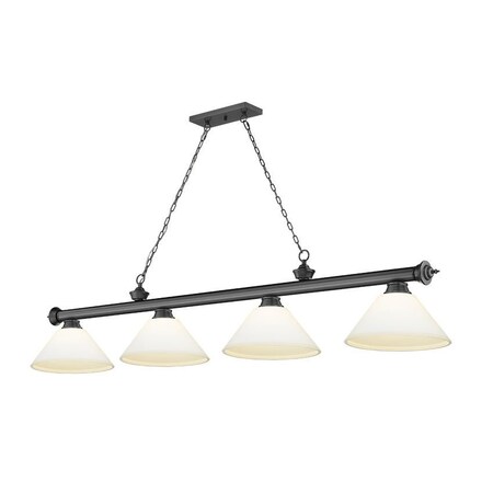 Z-Lite Cordon 4 Light Billiard, Bronze Plate & Matte Opal 2306-4BP-AMO14